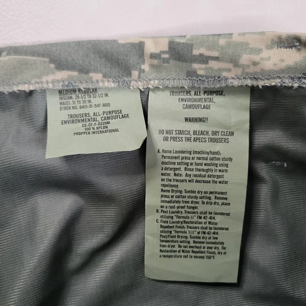 US Military Pants Men M Regular Tiger Striped Camo Environmental Trousers